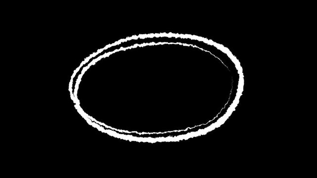 Marker sketch round shape, Abstract scribble motion, Highlight or emphasis effect, hand drawing circles animation on black background, white circle drawing. For marking text, numbers, marker pen