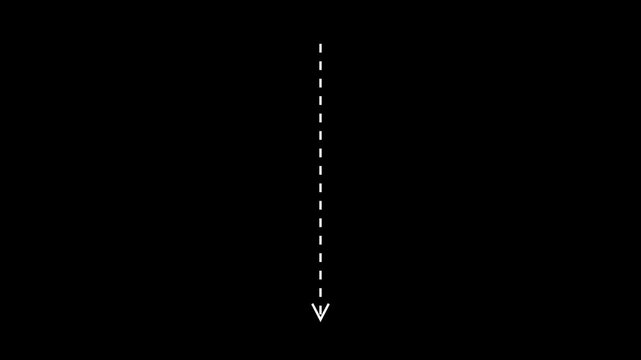 Down screw arrow direction icon with dotted line animation, 4k 