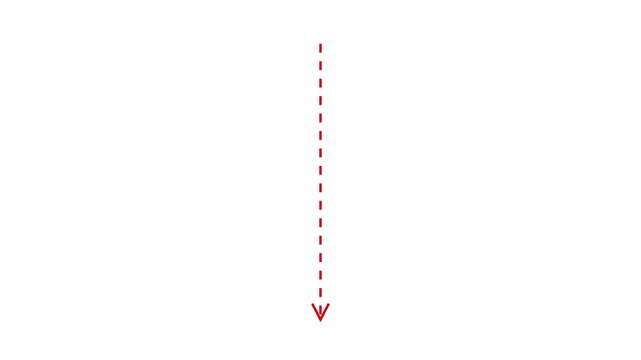 Down screw arrow direction icon with dotted line animation, 4k 