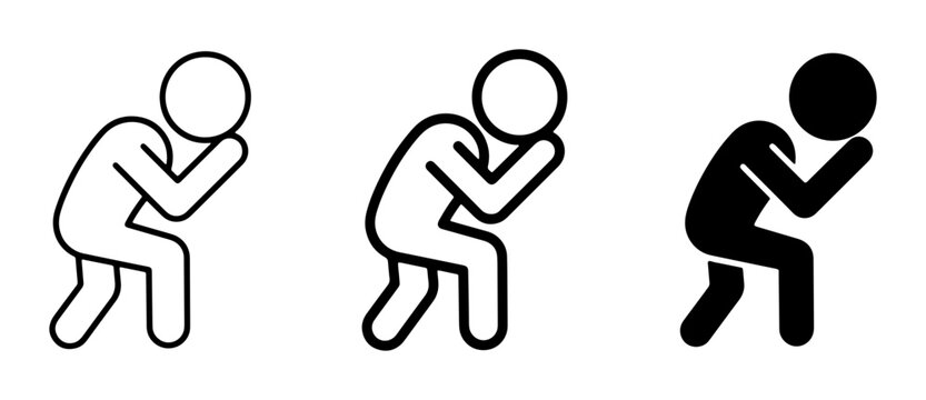 Person Icon Set: Crying, Sadness, Grief, Despair, Distress, Emotional Pain, Human Figure Silhouettes