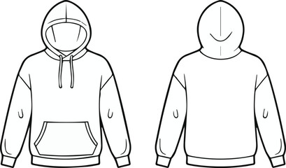 Hoodie Print Mockup Sketch with Kangaroo Pocket © Icon Stock