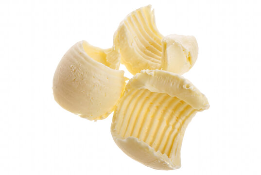 Three Pale Yellow Butter Curls with Ridged Texture