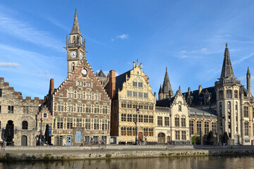 Obraz premium Street and hystorical buildings in Ghent Belgium
