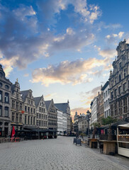 Fototapeta premium Antwerp Belgium city skyline. Medieval guildhouses on Grote Markt square or Great Market square