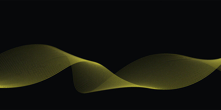 Black abstract old backround with yellow curve line for backdrop or presentation good