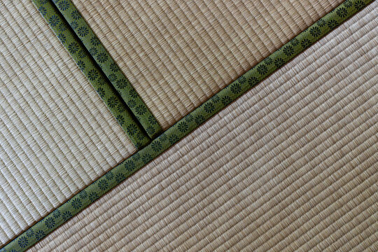 Tatami mats creating traditional japanese flooring texture