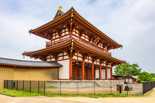 The Suzakumon Gate, the grand main entrance of Heijo Palace, a UNESCO World Heritage Site in Nara, Japan