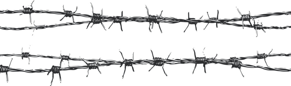 Two horizontal barbed wire lines