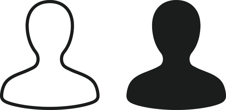 Simple user silhouette icons for profile and account identification in web design interface