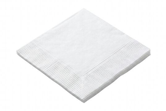 Stack of Square White Paper Napkins with Embossed Edges