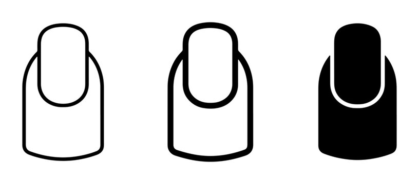Nail Icons Set, Manicure Symbols, Beauty Care Vector Graphics