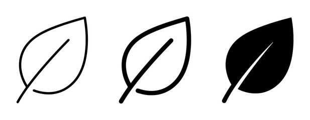 Leaf Icons Set, Simple Outline and Solid Fill, Natural Elements, Organic Symbols for Eco-Friendly Design © Sadia