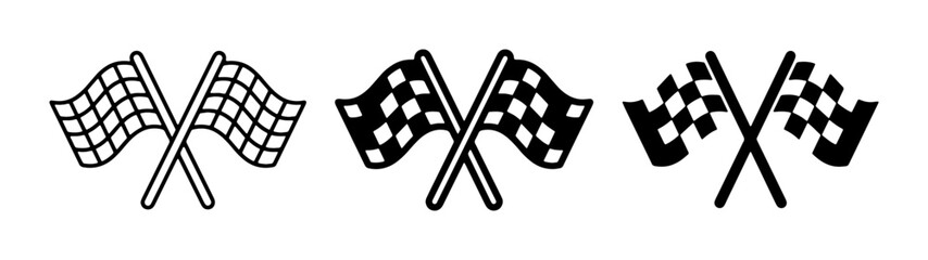 Obraz premium Checkered Flags Vector Set, Racing Finish Line Icons, Motorsport Victory Symbols, Sports Competition Graphics