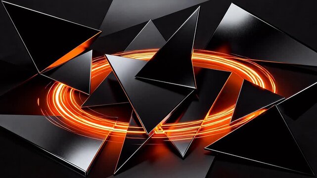 Abstract geometric shapes with glowing lines