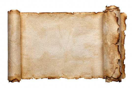 Ancient Weathered Parchment Scroll with Burnt Edges