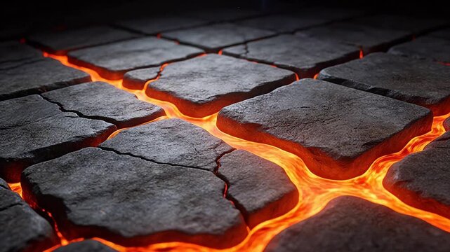 Lava flowing through stone cracks