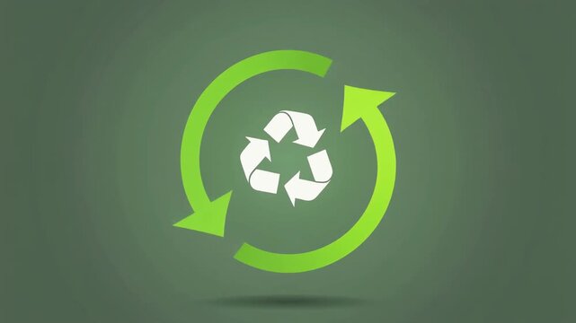 Recycling Symbol in Green Circular Arrows, Environmental Concept, Graphic Illustration, Minimalist Viewpoint