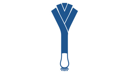 Naklejka premium Solid blue minimalist graphic icon of a single leek vegetable isolated on a white background.