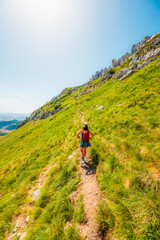 Obraz premium Sedlo Pass and Boljske Grede mountain massif in Durmitor National Park, Montenegro. Hiking in mountain from prevoj saddle to Sedlena greda