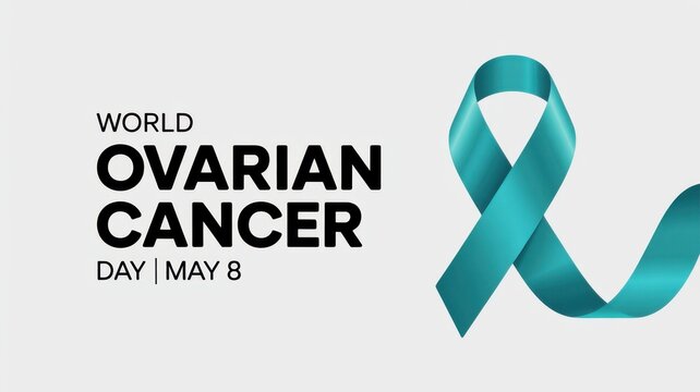 World Ovarian Cancer Day Ribbon Awareness Banner On May 8