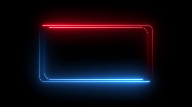 Red and blue neon glowing rounded rectangle frame animation with smooth light motion border