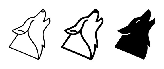 Obraz premium Howling Wolf Head Vector Icons, Minimalist Animal Silhouette Graphics, Wild Canine Emblem Set