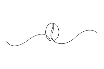Obraz premium Coffee bean continuous one line art vector illustration 