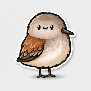 Cute dunlin shorebird sticker doodle illustration for children