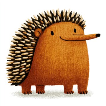 Cute short-beaked echidna doodle illustration for children