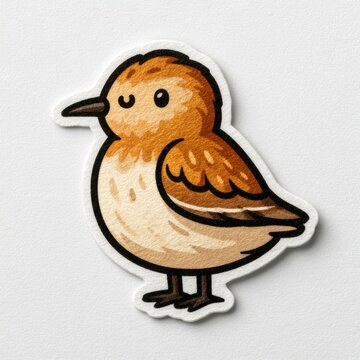 Cute dunlin shorebird sticker doodle illustration for children