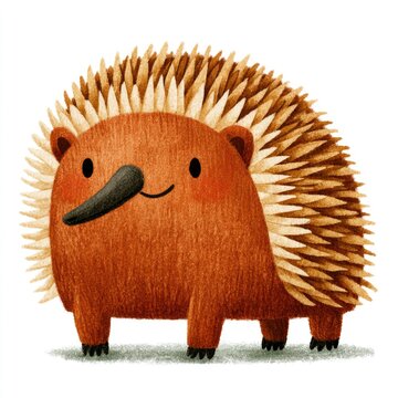 Cute short-beaked echidna doodle illustration for children