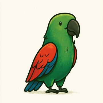 Cute eclectus parrot doodle illustration for children
