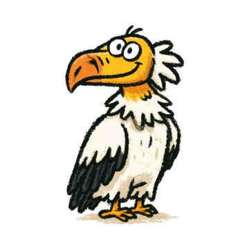 Cute Egyptian vulture doodle illustration for children