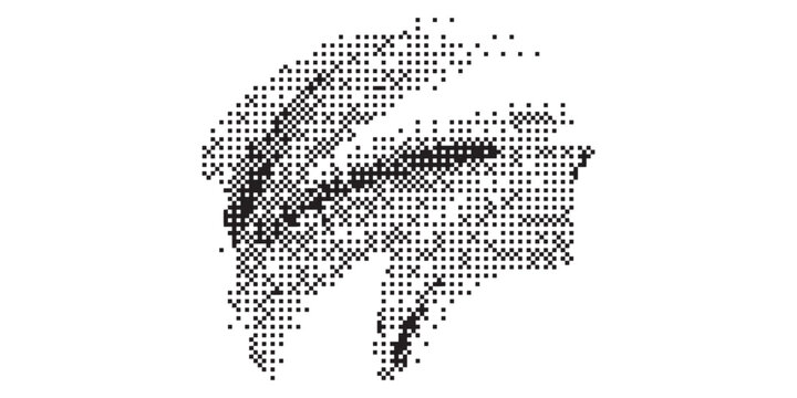Abstract pixelated human face with digital distortion.
