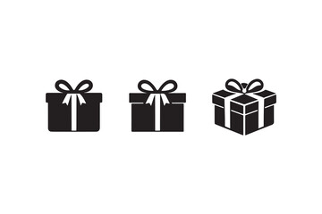 Fototapeta premium Gift boxes icon set with bows. Present symbol, vector illustration isolated on white.
