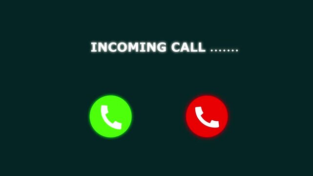 Incoming call screen interface animation with accept and decline buttons for mobile communication smartphone