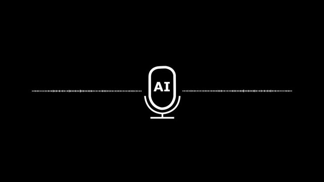 Ai voice assistant concept: animated microphone with dynamic sound wave visualization artificial intelligence