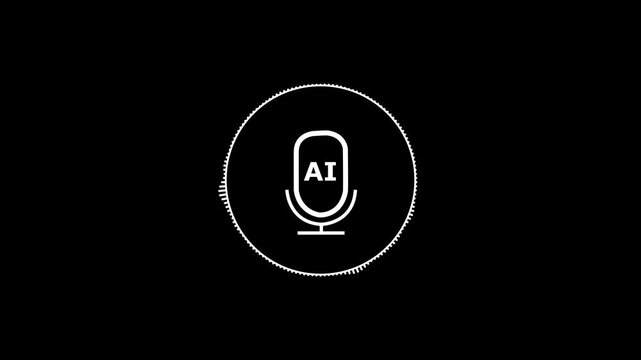 Ai voice assistant audio waveform animation digital microphone with sound visualization artificial intelligence