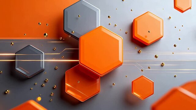 Abstract hexagonal shapes with glowing lines