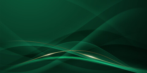 Fototapeta premium green abstract background design with elegant golden elements vector illustration