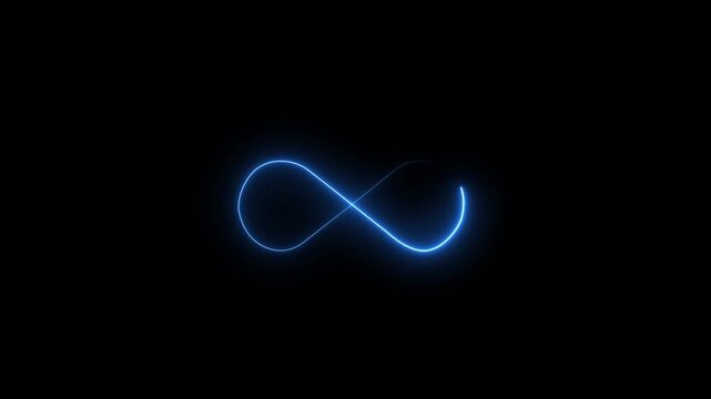 infinity neon looping animated icon shape, geometric, 8, forever, limitless, loop, stronger, elegant, trade, 4k video.