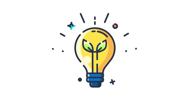 Eco-friendly lightbulb icon with green leaves inside representing renewable energy, sustainable innovation, and green technology concepts