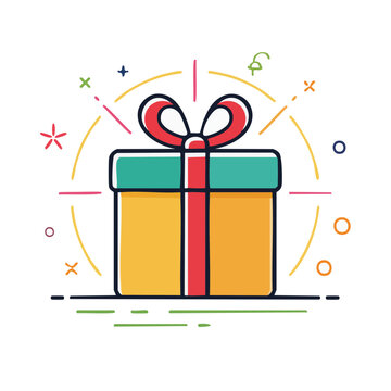 Flat design gift box with ribbon and bow
