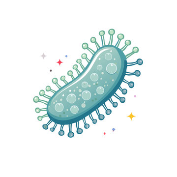 Flat illustration of a virus with spike proteins