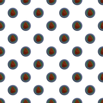 Meat steak dish appearing in a repeating pattern on a white background