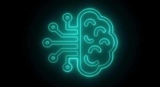  Microchip Processor Circuit Icon Technology Hardware Symbol on Black Background
