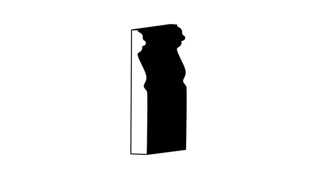 Skirting board, black isolated vector silhouette