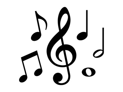 Musical notes and clef icon on a white background simple music symbol.