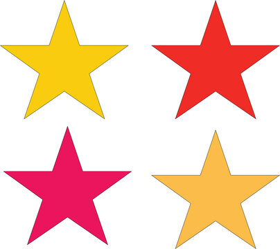 Vibrant 4star shapes in yellow red pink and orange on white background