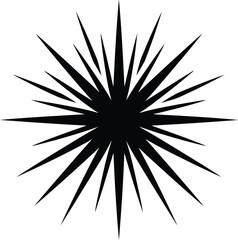 Fototapeta premium Black starburst icon with sharp rays and spikes for graphic design elements and abstract decorative shapes